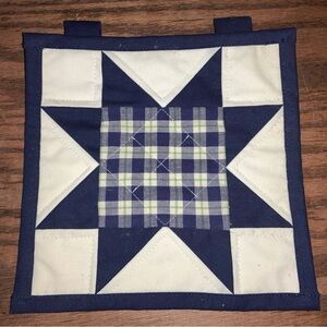 Longaberger Quilted Blue Ribbon Sample Square Wall Hanger Or Pot Holder No 28407